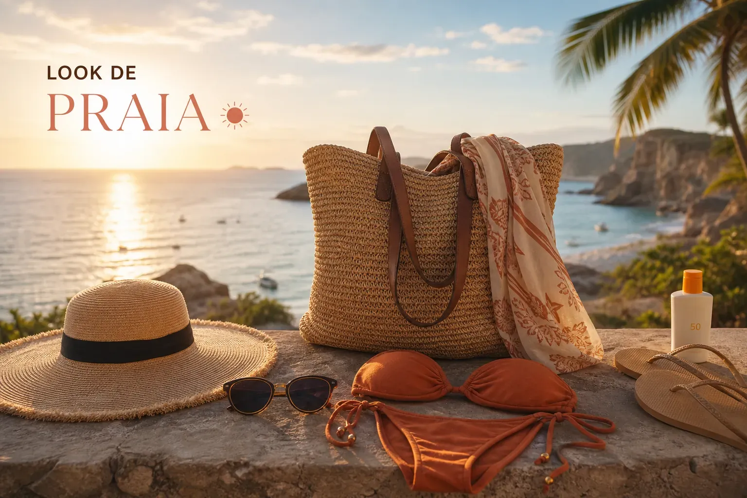 Look de praia completo feminino: do biquíni à bolsa